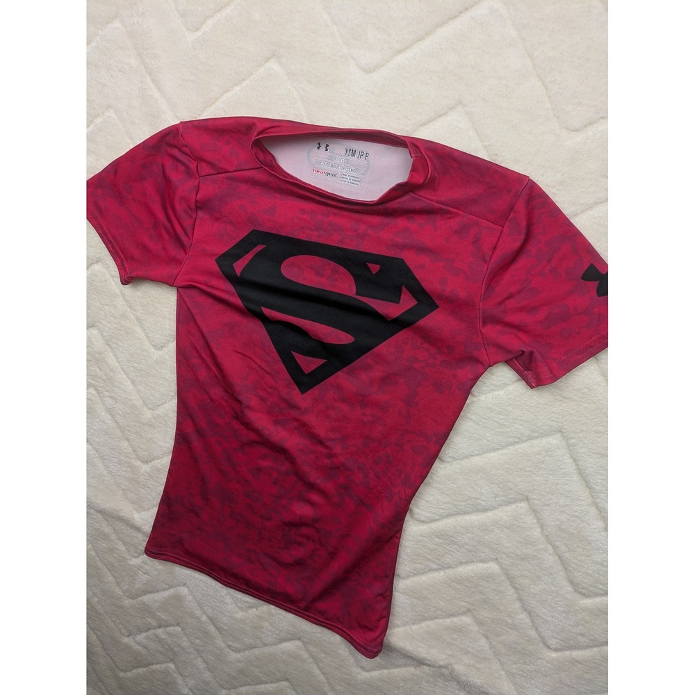 Under Armour HeatGear Compression Shirt Red Pink Camo Short Sleeve Small